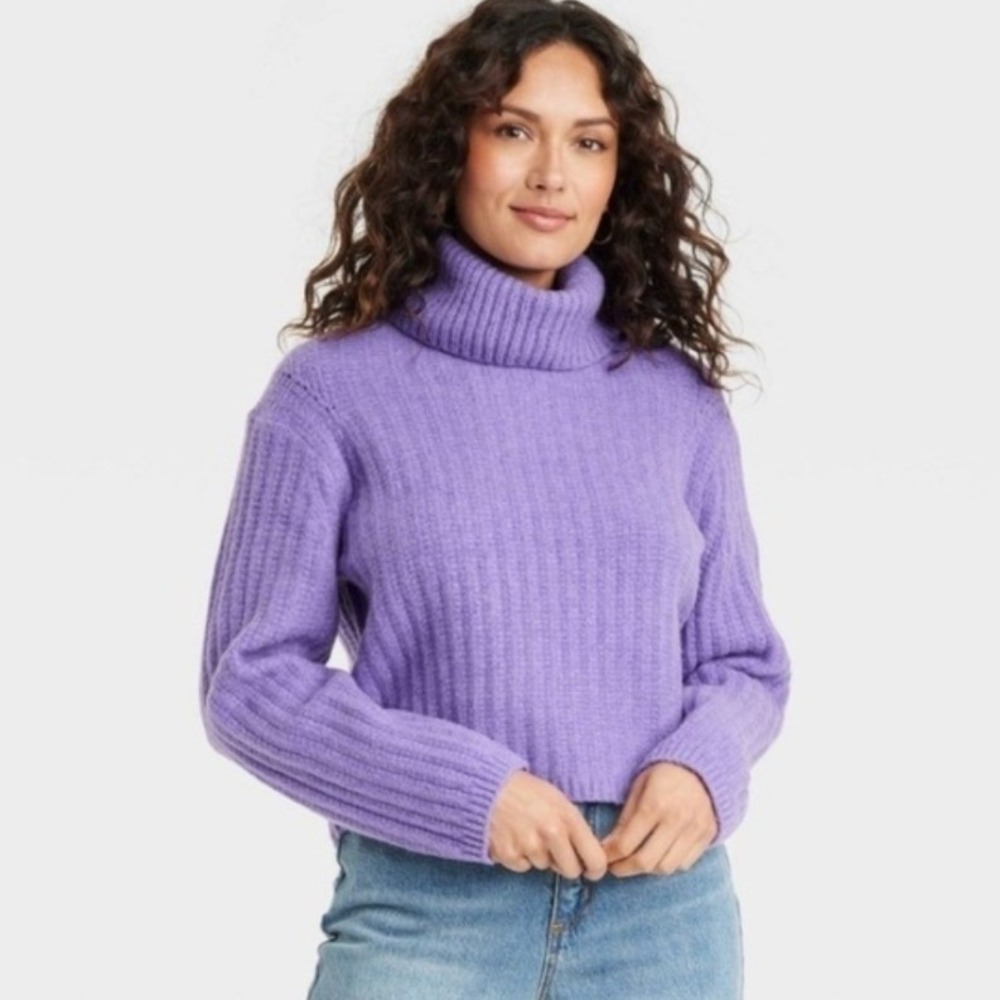 Universal Thread Purple Ribbed Turtleneck Sweater XS Comfort Softness NWT